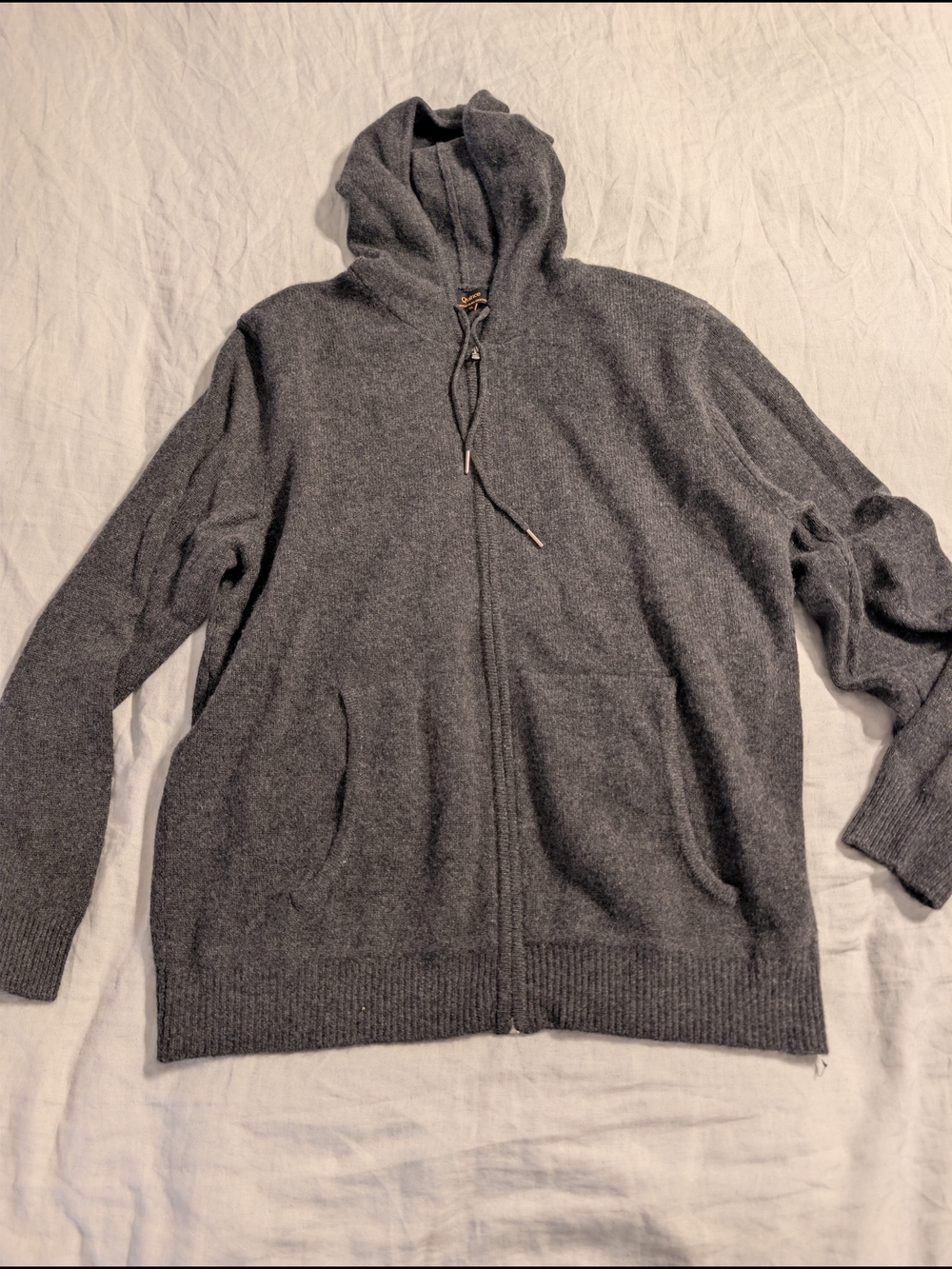 Quince Men's Dark Gray Zip-Up Hooded Sweater
